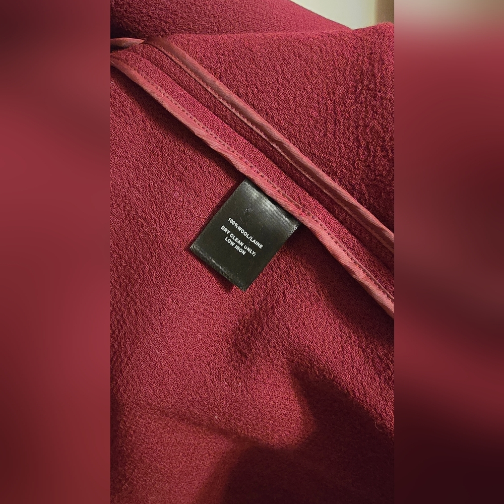 Lafayette 148 New York 100% Wool Overcoat with pockets, burgundy, size L, EUC - Picture 2 of 6